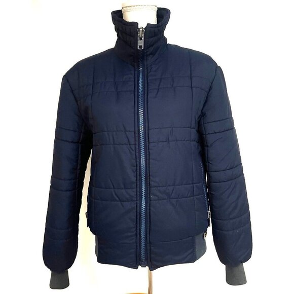 Ossi Ski Wear Mens Vintage Navy Blue Puffer Zip Up Jacket Small Medium Pockets - Picture 2 of 10